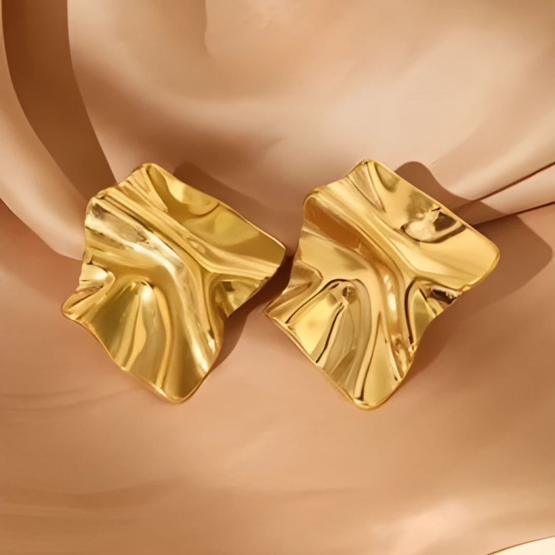 Wavy squared stainless steel earrings