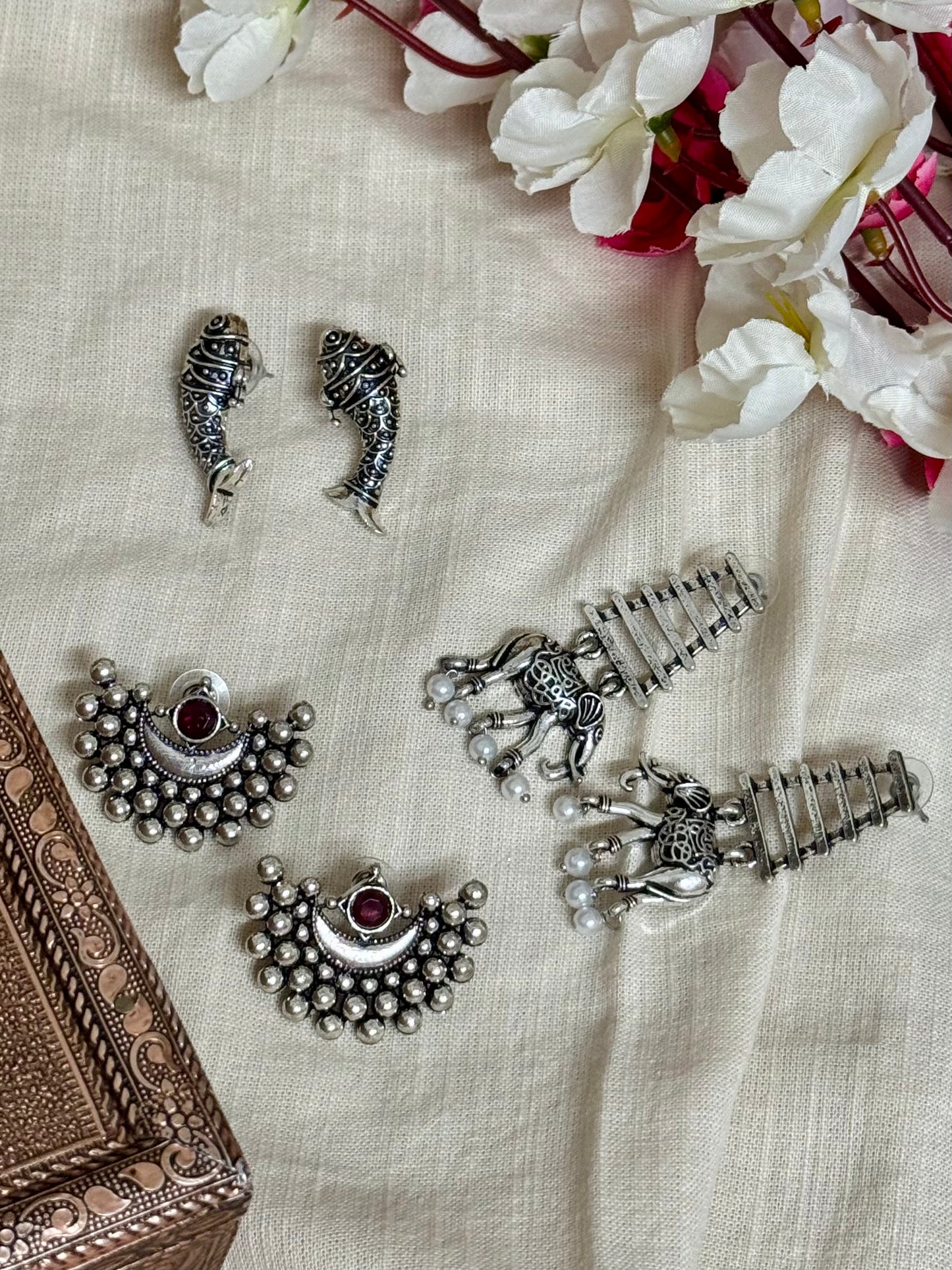 Aarohi โ Silver Earring Trio