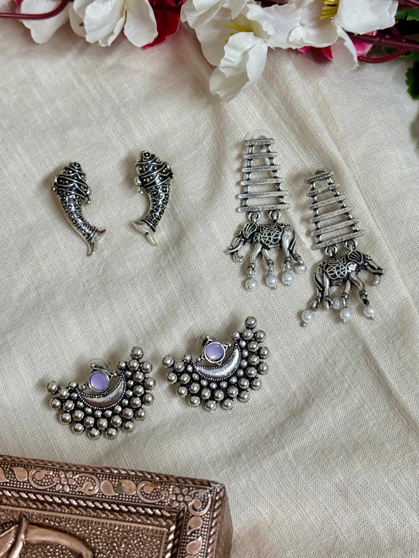 Aarohi โ Silver Earring Trio