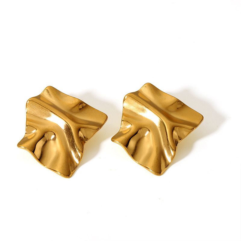 Wavy squared stainless steel earrings