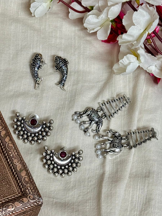 Aarohi – Silver Earring Trio