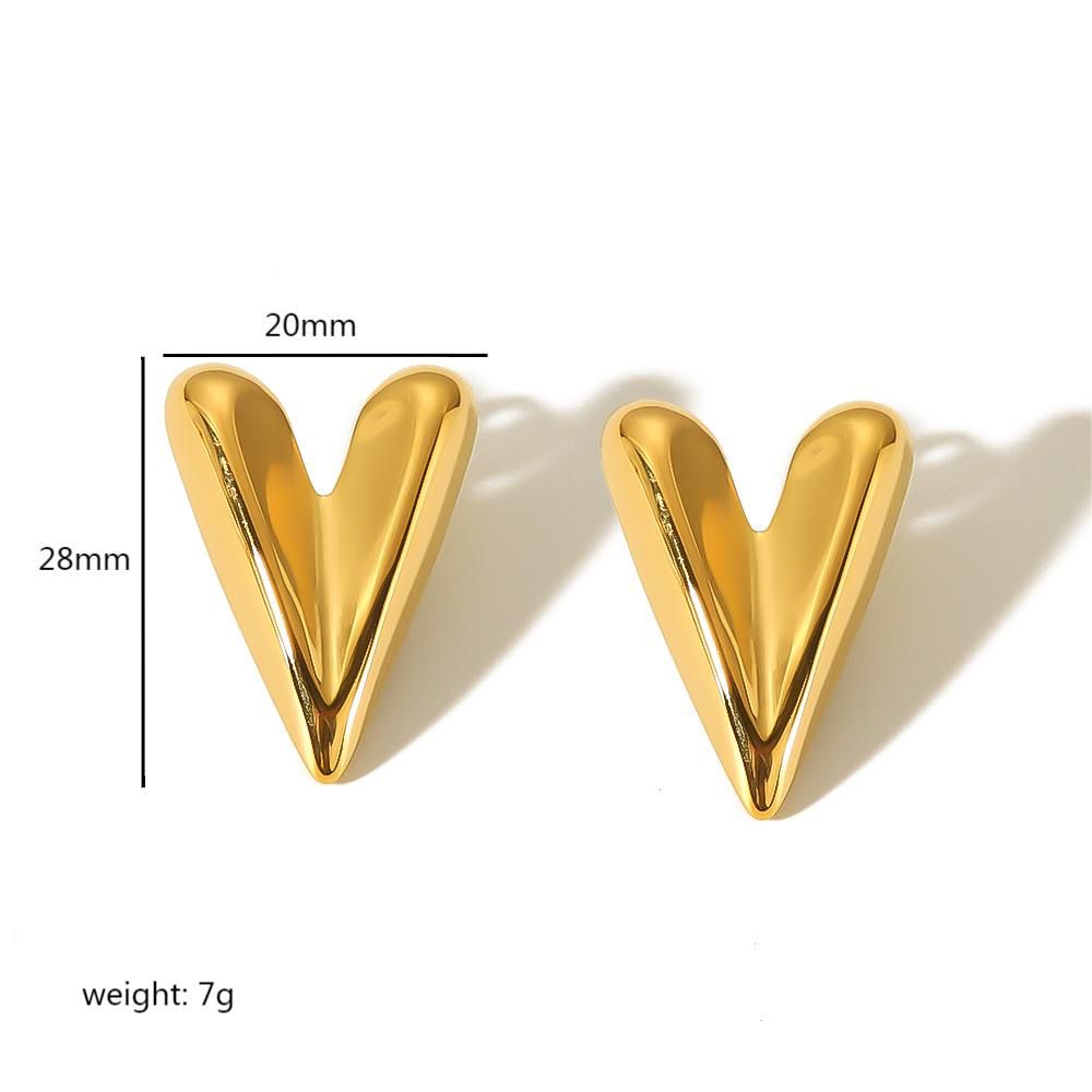 Heart Shaped Stainless Steel Studs Earrings